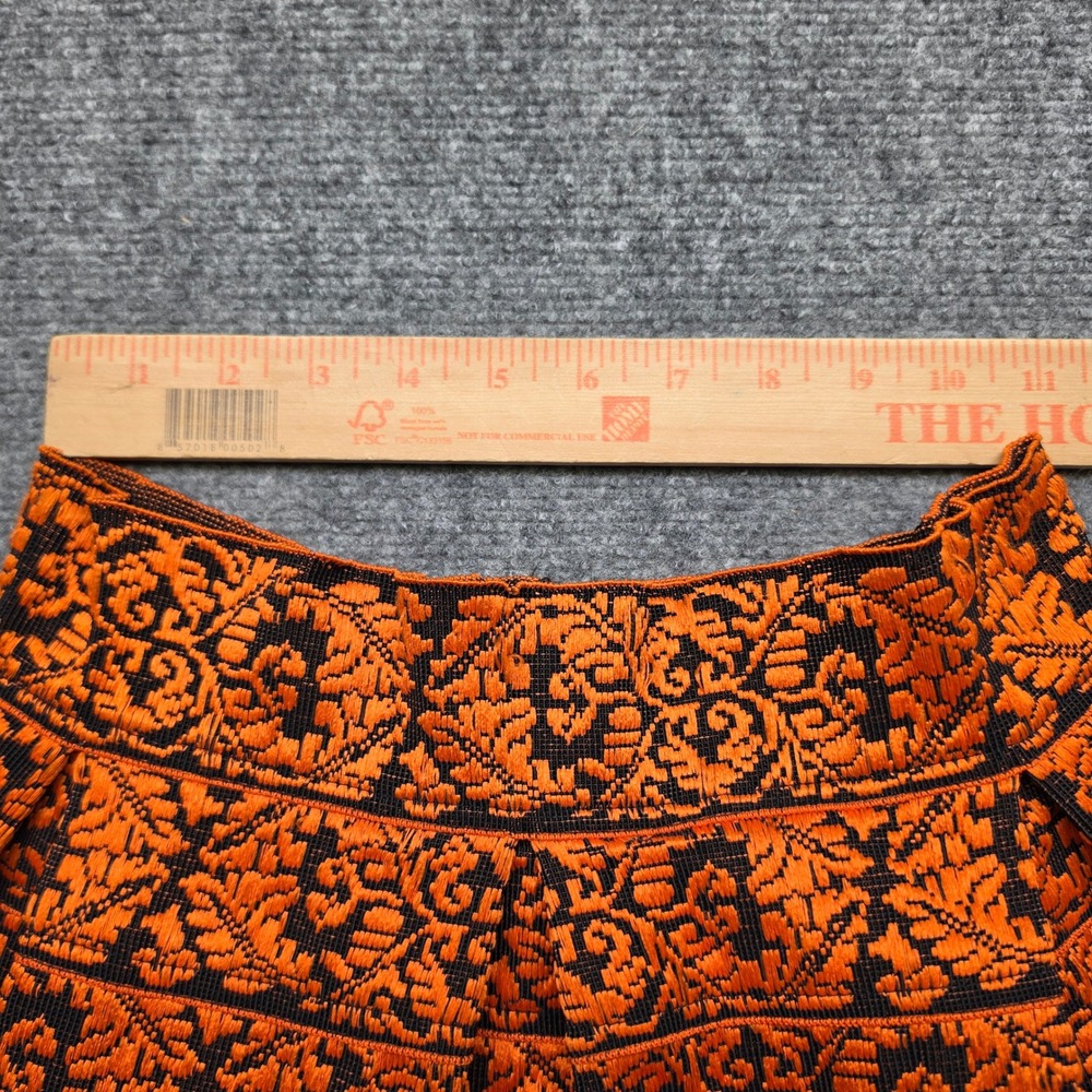 English Rose Orange Black Jacquard Knit Mini Skirt Small Fit Flare 7056K3F - Picture 2 of 6